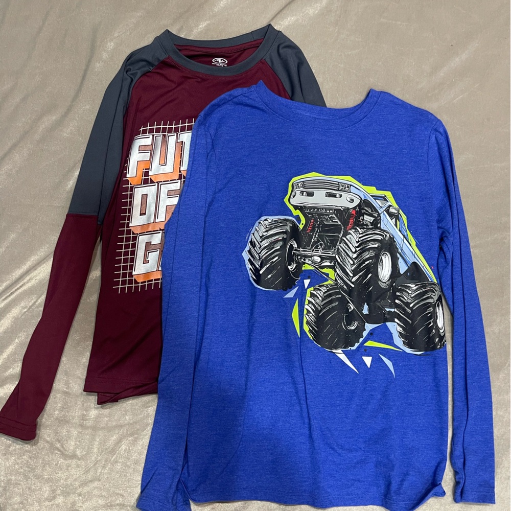 Cat & Jack Blue and Maroon Long Sleeve Tees